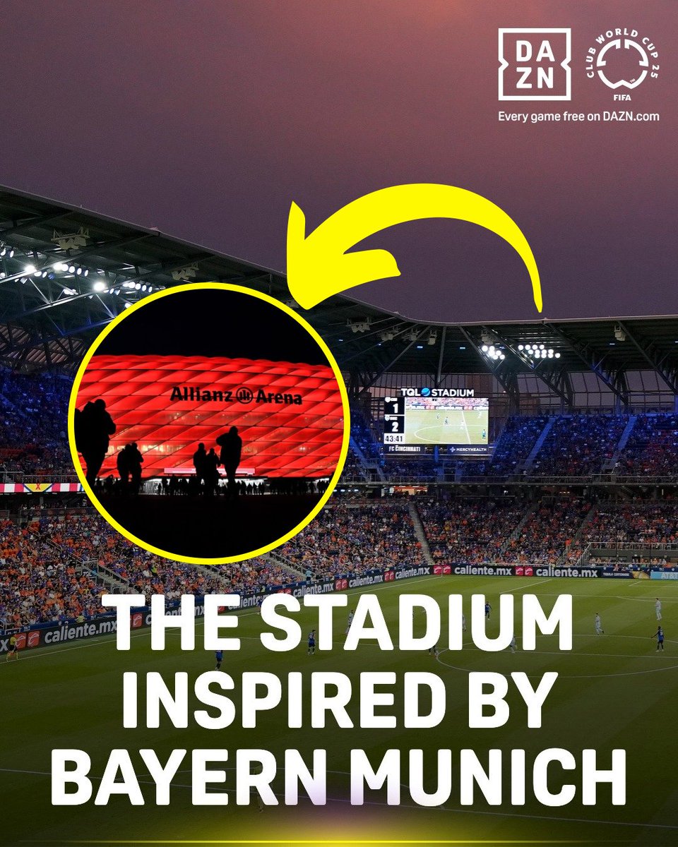 From Munich to Cincinnati 🇩🇪➡️🇺🇸 The inspiration behind FC Cincinnati’s TQL Stadium runs deep! 🏟️ Catch the @FIFACWC | June 14 - July 13 | Every Game | Free | | #FIFACWC #TakeItToTheWorld