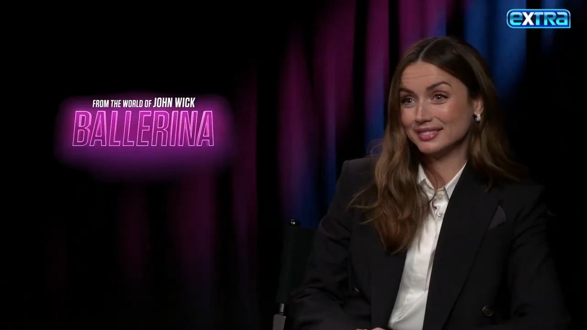 Ana de Armas says she "didn’t wanna" have to fight the "LEGEND" Keanu Reeves in "Ballerina"! 👊😅 Full interview 🔗: John Wick #BallerinaMovie