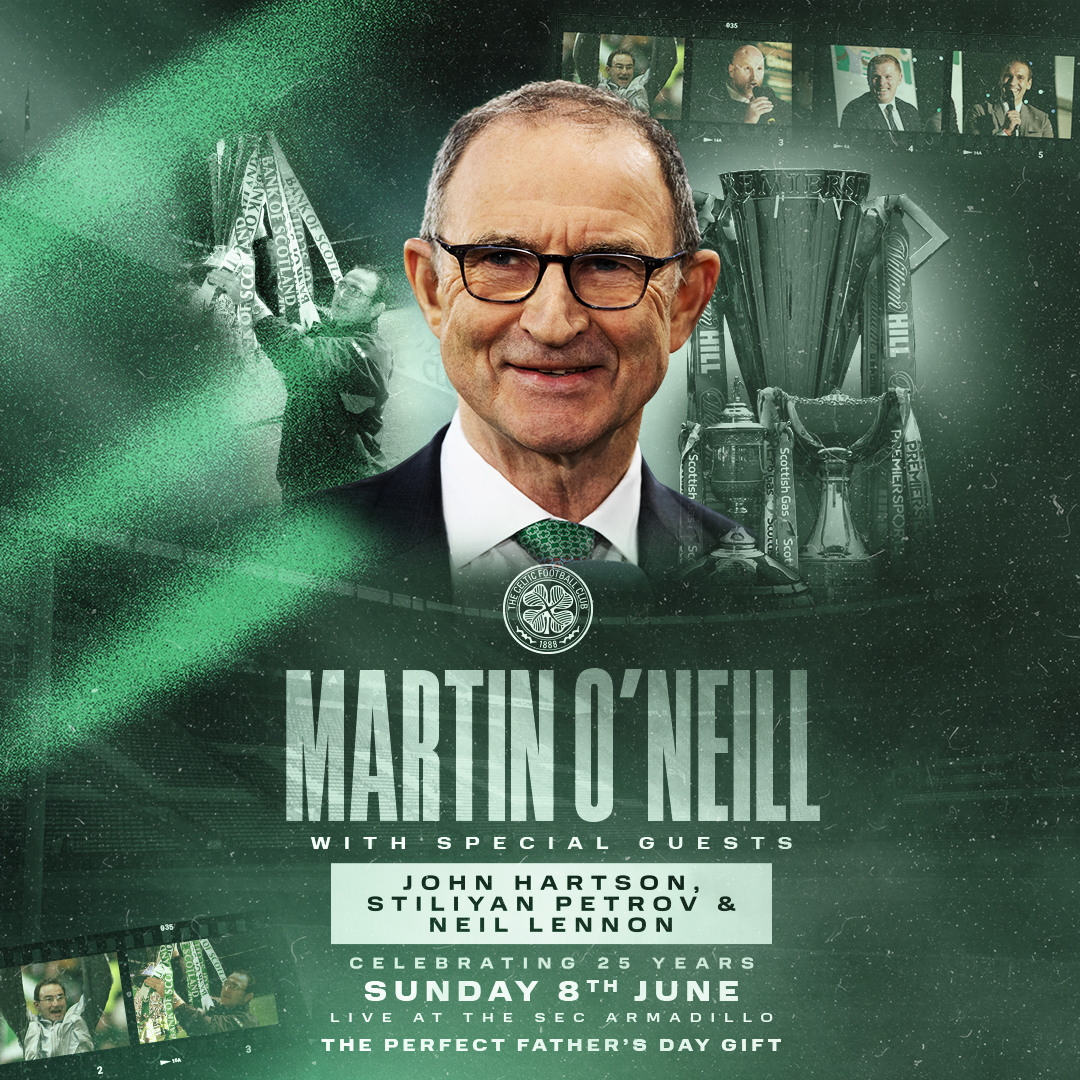 24 hours to go 🎙️ Taken from "An Evening With Henrik Larsson" Get the inside scoop on dressing room dramas, treble tactics and playing in the World Cup. With special guests John Hartson, Stiliyan Petrov & Neil Lennon. Don’t miss it! #CelticFC🍀