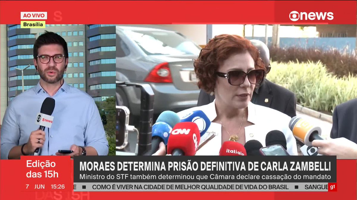 Moraes determina prisão definitiva de Zambelli e envio de documentação ao Ministério da Justiça para abertura de processo de extradição da parlamentar. ➡ Assista à #GloboNews: