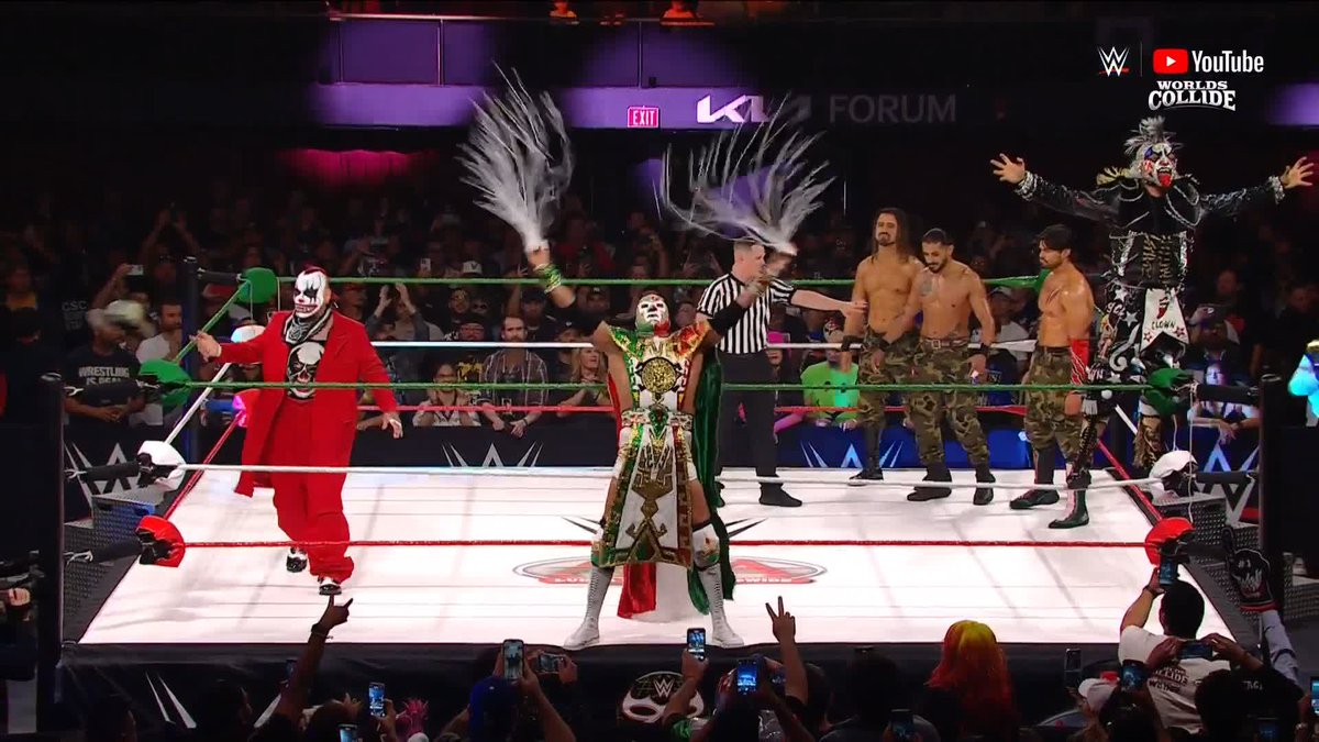 🔥 ¡Cuánta generación hay en este cuadrilátero! 🔥 Dr. Wagner Jr., Pagano y Psycho Clown se enfrentan en #WorldsCollide 🫨