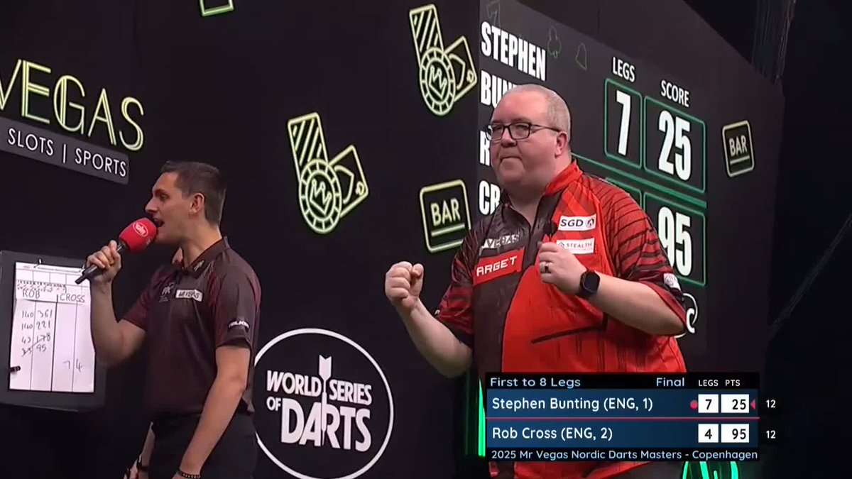 DANISH DELIGHT FOR BUNTING! 🏆 What a moment for Stephen Bunting! The Bullet ends his losing run against Rob Cross to win the Nordic Darts Masters and clinch his second World Series title of 2025! 👏 📺 #NordicDarts25 | Final