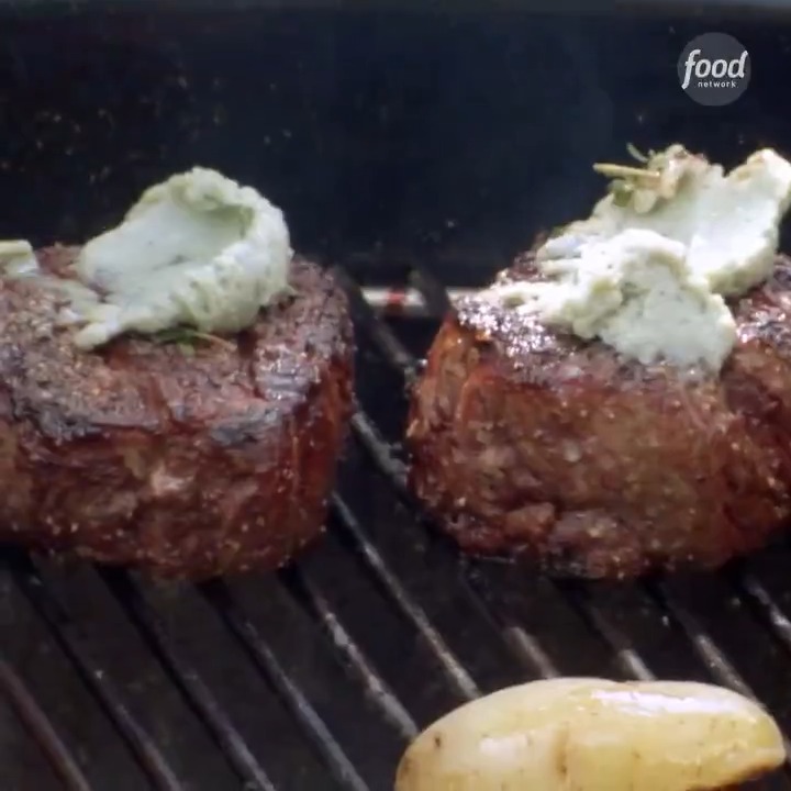 Grilling season is hereee 🙌🔥 Head outside to make Bobby Flay's *epic* steaks with creamy blue cheese butter 🤤 Don’t miss an all-new episode of #BBQBrawl with Bobby Flay, tomorrow @ 9|8c! Get the recipe at the link in our bio.