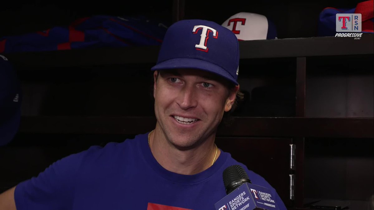 "He got a hit off me in the second inning and then I was like, alright I wanna see if I can strike you out a couple times" Jacob deGrom on pitching against former teammate Nate Lowe😂 #AllForTX