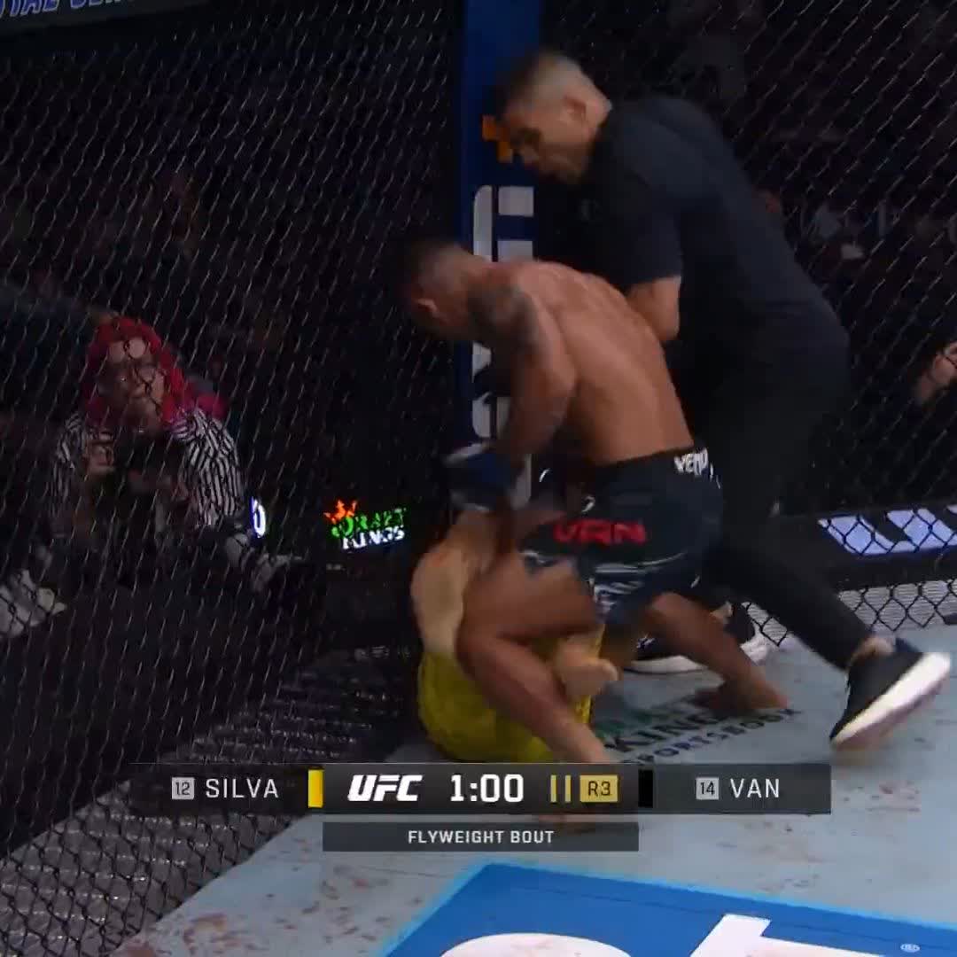 That's four in a row for Joshua Van 👏 He's leaving #UFC316 with a TKO victory!