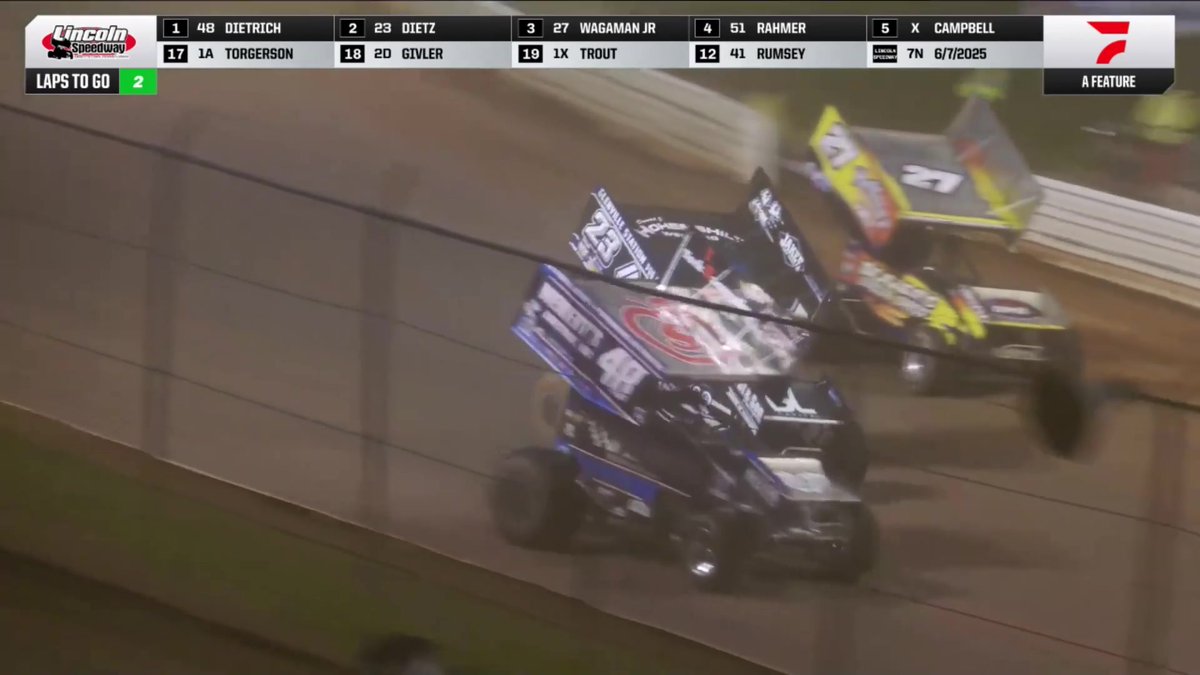 🏁 Danny Dietrich wins with the ASCoC at Lincoln Speedway after a three car battle for the lead that went right down to the final lap! #AllStarSprints