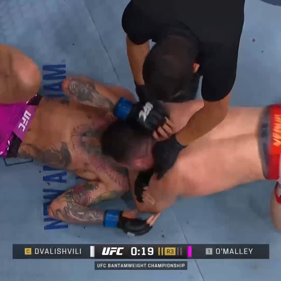 The man continues to DOMINATE 💪 Merab “The Machine” Dvalishvili gets the submission in round 2 to retain the bantamweight title! #UFC316