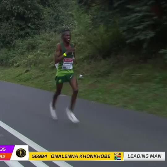 Onalenna Khonkhobe is starting to show signs of fatigue ๐ Can he get going again? ๐ค๐ญ ๐บ Stream #Comrades2025 on DStv: