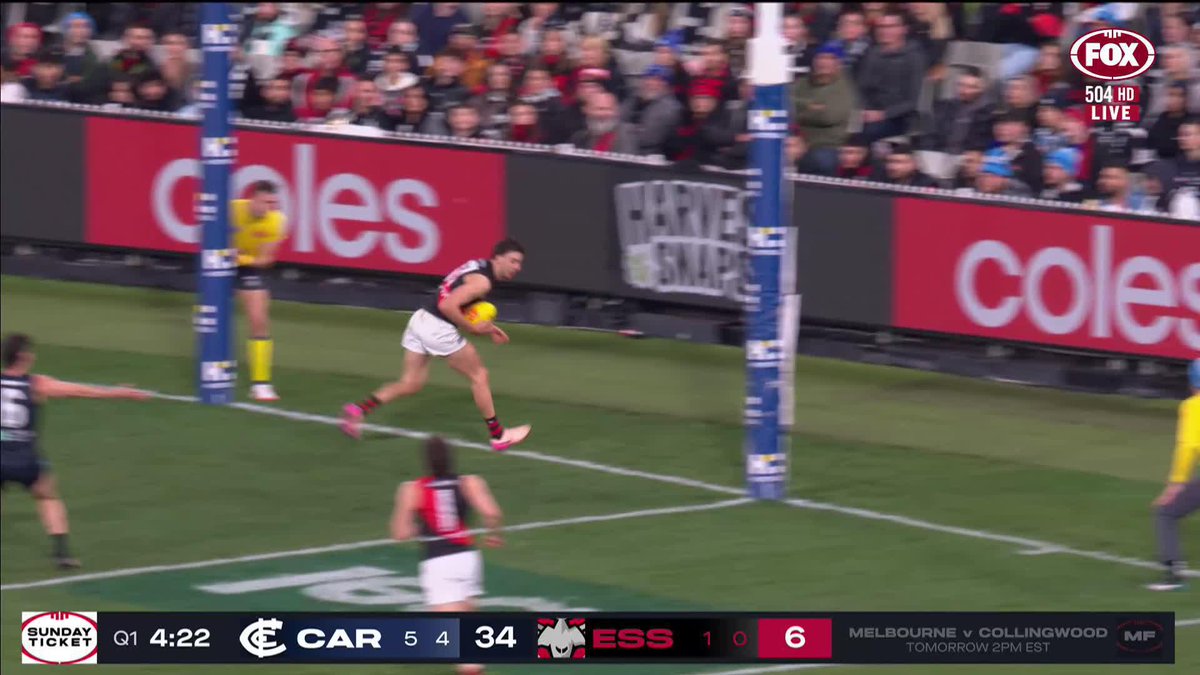 Deliberate rushed behind proves to be costly for the Bombers 🫣 📺 Watch #AFLBluesDons on ch. 504 or stream on Kayo: ✍️ BLOG 🔢 MATCH CENTRE