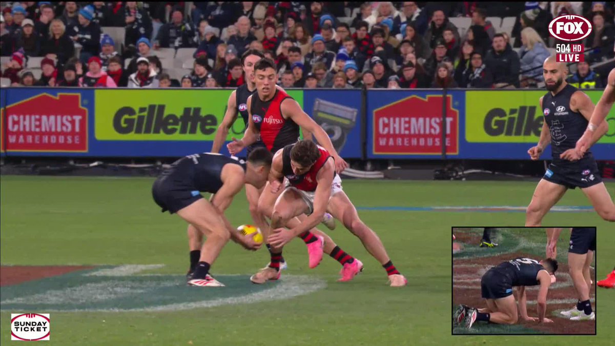 Could Sam Durham be in some strife for this bump on Adam Cerra? 📺 Watch #AFLBluesDons on ch. 504 or stream on Kayo: ✍️ BLOG 🔢 MATCH CENTRE
