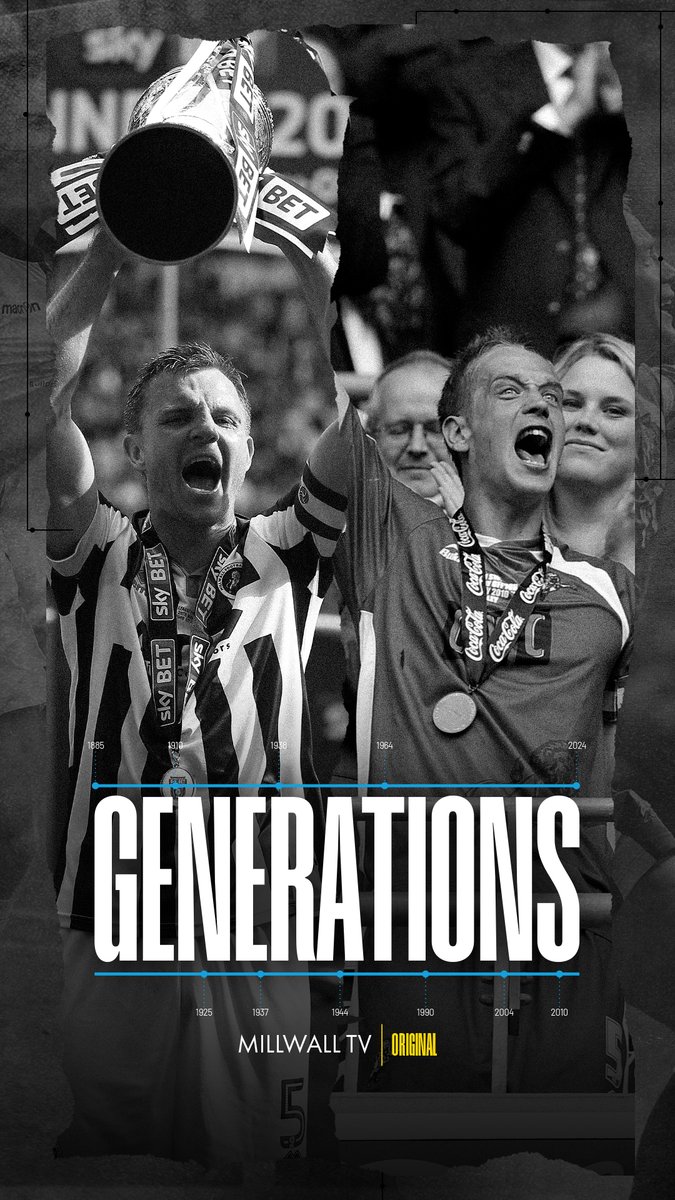 💬 "We bought into the ethos of no one likes us, we don't care..." 📺 Tune into Millwall TV+ and enjoy Generations with Paul Robinson &amp; Tony Craig. 💪 Understanding the club 🦁 Their #Millwall journey 🏆 Winning promotion