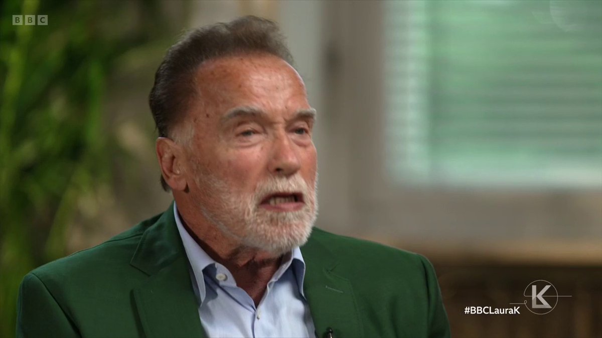 "I almost didn't recognise him" Arnold Schwarzenegger says it was "wild" to watch his son Patrick's performance in The White Lotus #BBCLauraK