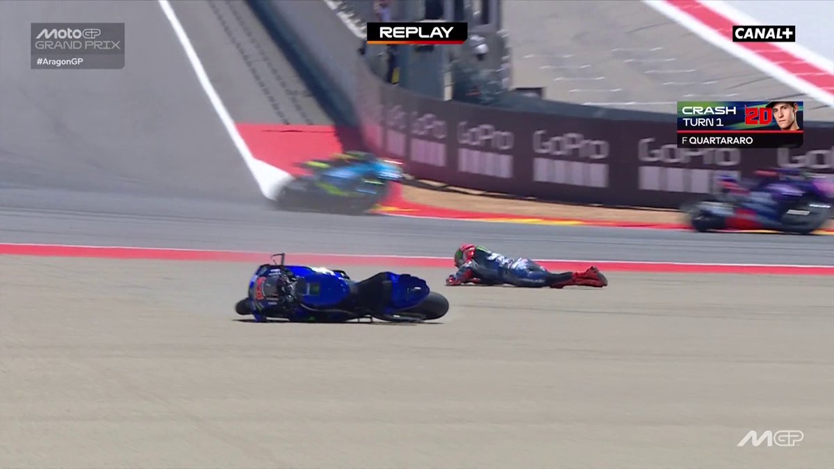 Chute de Fabio… Allez le live tweet s’arrête ici place à Roland Garros ! (t’sais le mec qui se prends pour Univers Tennis) #MotoGP #AragonGP