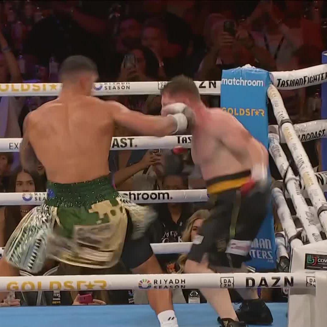 "I was in a rush" 💨 Jai Opetaia The cruiserweight king made no mistake tonight on the Gold Coast 🇦🇺 #OpetaiaSqueo