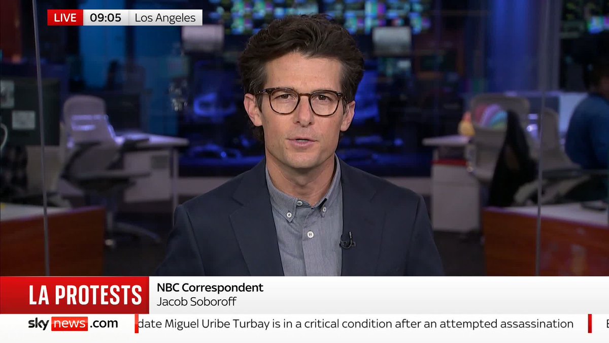 Donald Trump is deploying National Guard troops to LA after protests over immigration raids extended into a second day. NBC correspondent @JacobSoboroff says there is "a lot of fear" on the streets as the situation reaches a "watershed" moment. Latest:
