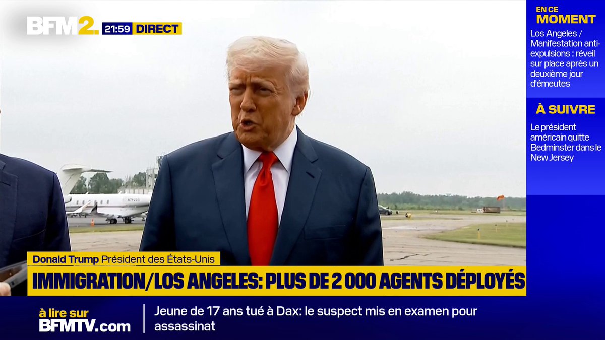Donald Trump: "nous ne laisserons pas notre pays être déchiré comme sous Biden (…) Si nous voyons un danger pour notre pays et pour nos citoyens. Nous serons très, très forts en termes de loi et d'ordre." #BFM2