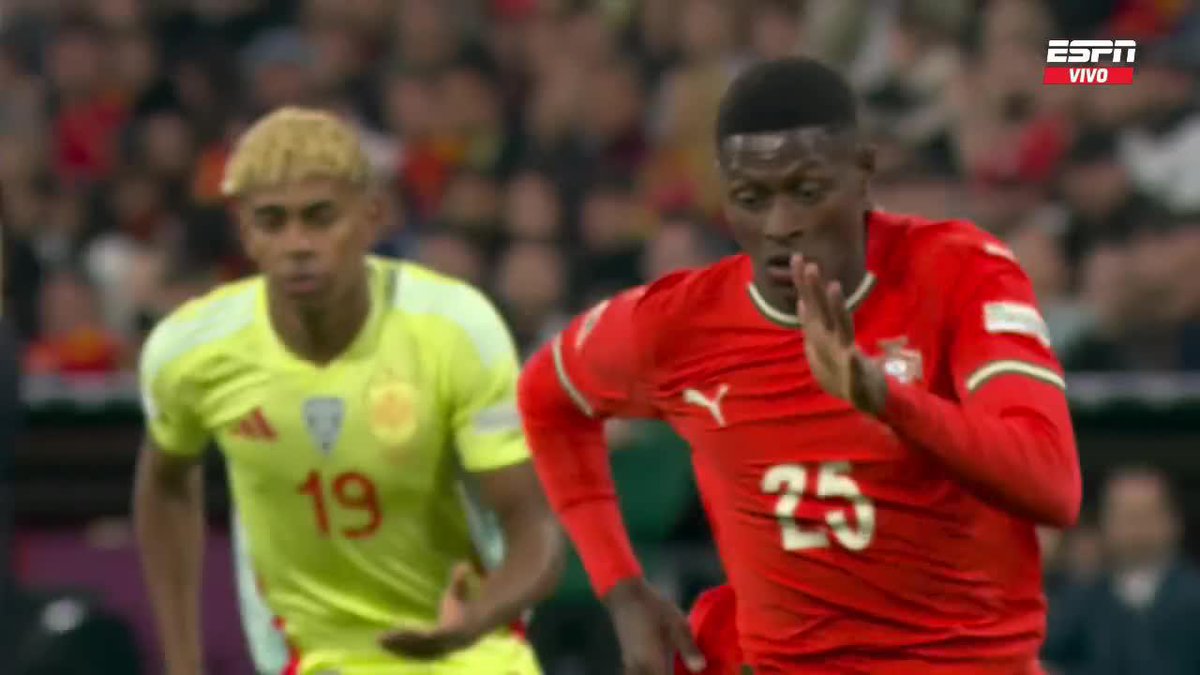 Nuno Mendes superó a Lamine Yamal y fue clave en el gol de CR7. 📺 Toda la #NationsLeague, por #DisneyPlus