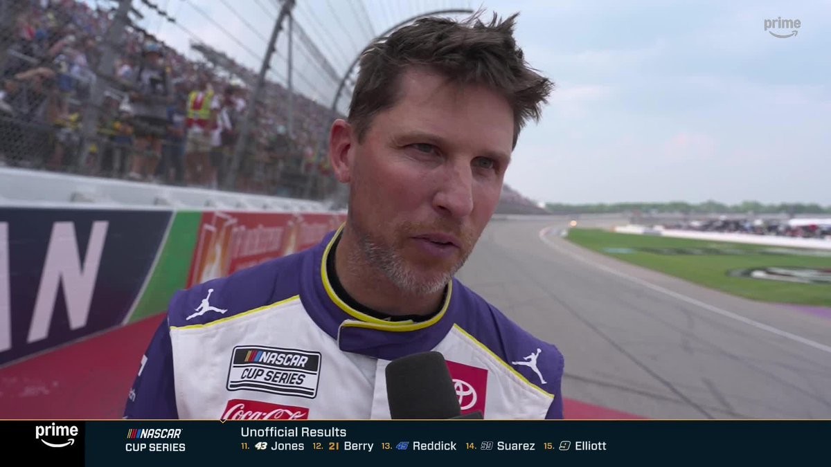Ohio State fan Denny Hamlin celebrates his win in Michigan with an O-H-I-O 👀