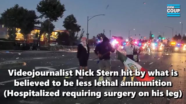 🚨"F*ck getting hit!" videojournalist Nick Stern shouts during LA ICE raid protests as he's hit & injured by what's believed to be "non-lethal" round (he had surgery today). Cops also fired stun grenades & tear gas at protesters. Reported by Notorious Tinatanium 🆓. FULL VIDEO 🔽