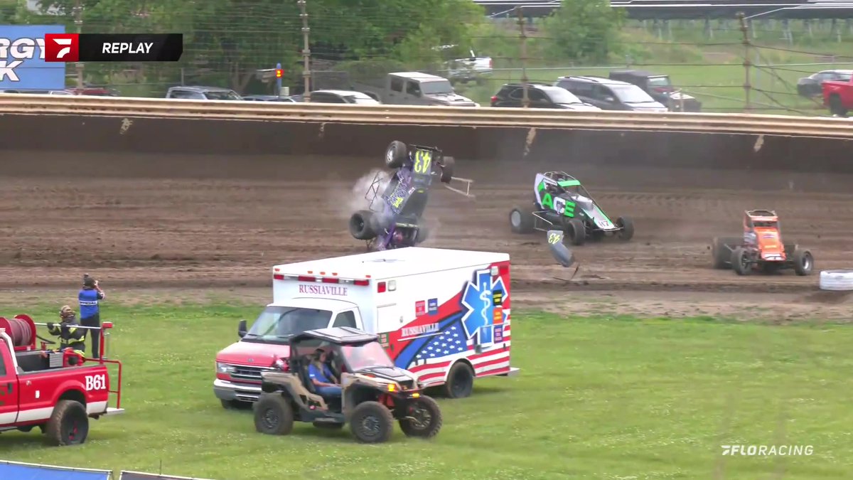 💥 Brennon Marshall is ok after a nasty tumble down the Kokomo Speedway backstretch.