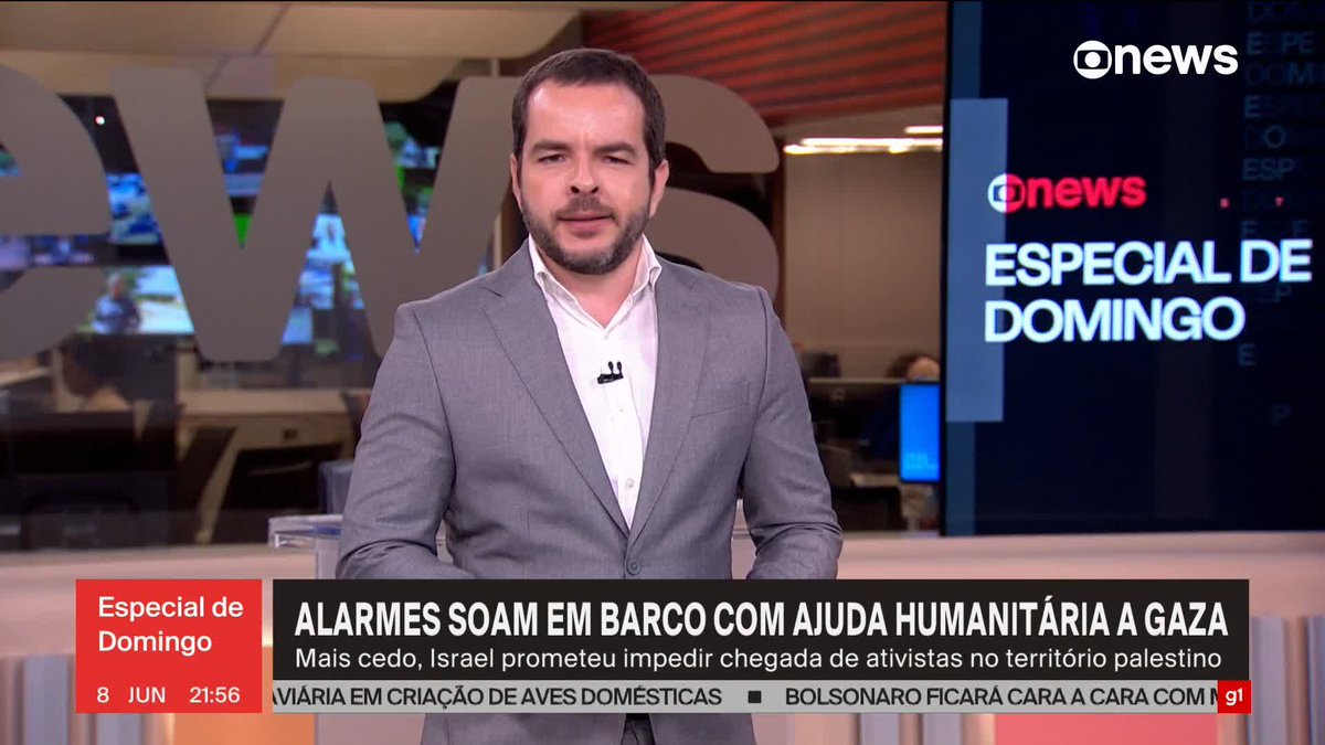 A Marinha israelense instruiu o barco Madleen, da Flotilha da Liberdade, com destino a Gaza, a mudar de curso. A ativista sueca Greta Thunberg está na embarcação. ➡ Assista à #GloboNews: #EspecialDeDomingo