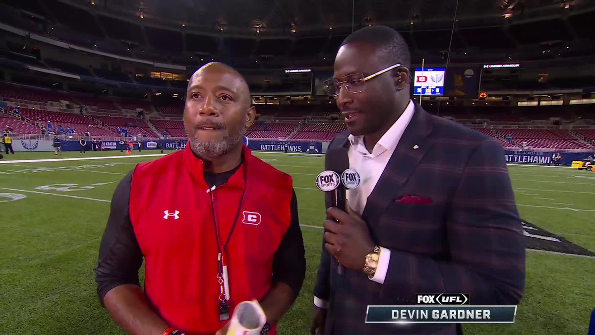 "I'm so happy for these guys." An emotional Shannon Harris speaks with Devin GARDNER after the D.C. Defenders booked their ticket to the Champ game 🛡️❤️