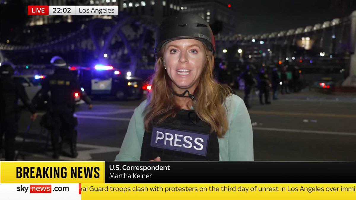'The streets in this part of downtown LA bear the hallmarks of a day of messy, ugly and at times violent protests' Sky's Martha Kelner reports live from Los Angeles after clashes broke out between the National Guard and protesters Latest: 📺 Sky 501