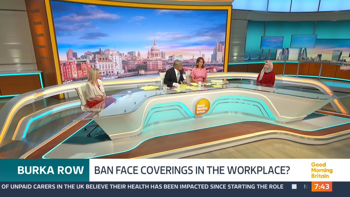 The Conservative leader Kemi Badenoch says bosses should have the right to ban staff from wearing burkas and she says she wouldn't allow someone into her constituency surgery if they were wearing a face covering. So, should there be a ban on Burkas in the workplace?