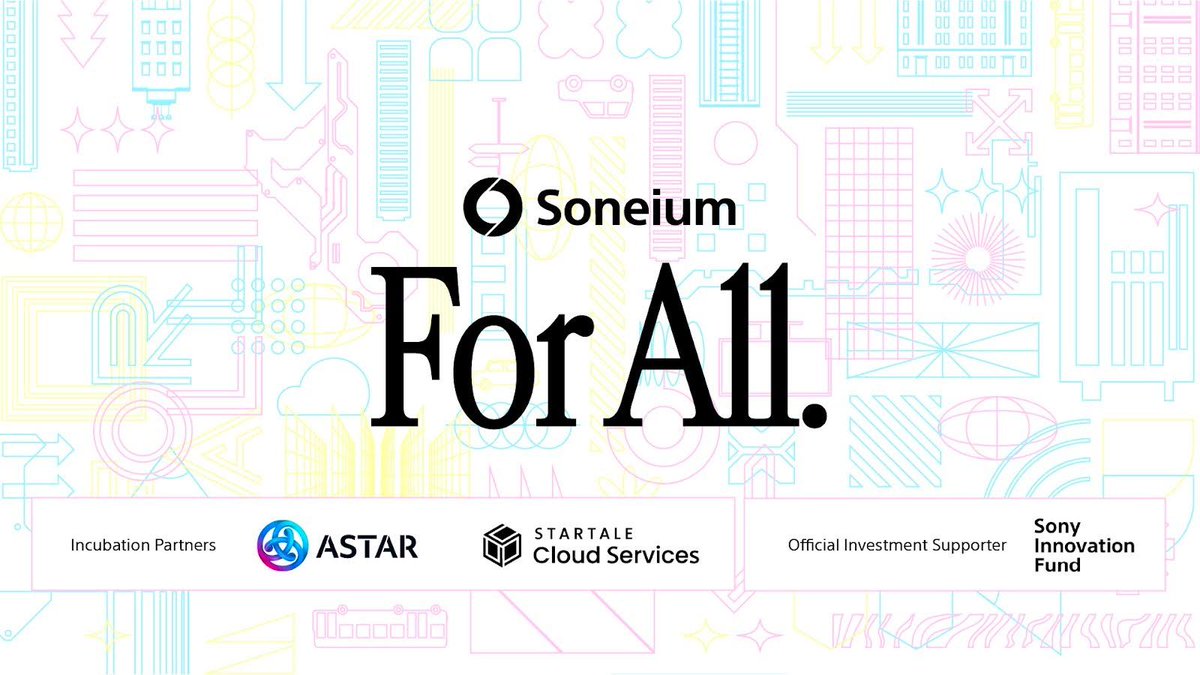 This one is For All the Builders 💿 Soneium For All is a fast-track incubator for consumer and gaming apps onchain — the kinds of experiences that will shape how users first interact with Soneium. Apply now: Selected projects will go live early, help define our ecosystem, and lead the way as flagship apps. Supported by: > Sony Innovation Fund (Official Investment Supporter) > Astar Network and Startale Cloud Services💿 (Incubation Partners) Winners get: > Grants from a $60K prize pool > Featured marketing across Soneium and partner channels, quests, hackathons, and AMAs > Infra partner perks and technical mentorship > Demo Day with Sony Innovation Fund and Soneium VCs Applications close June 30.