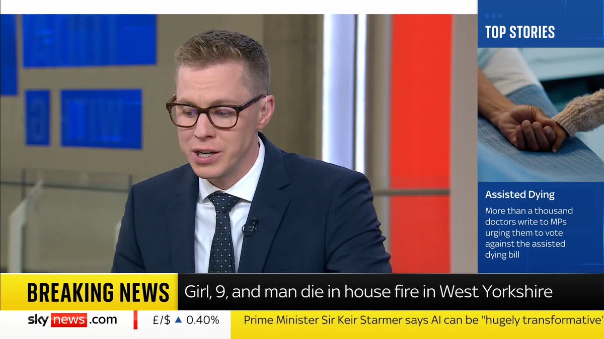 BREAKING: A nine-year-old girl and a man have died in a house fire in West Yorkshire 📺 Sky 501, Virgin 602, Freeview 233 and YouTube