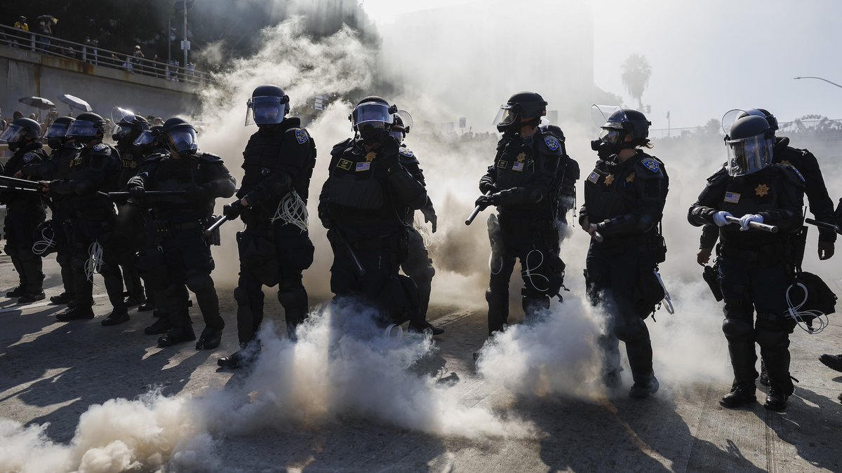 Hundreds of National Guard troops dispatched by President Donald Trump arrived on Sunday, a move Gov. Gavin Newsom (D) called “unconstitutional,” as protesters continued demonstrating against the Trump administration’s immigration crackdown.