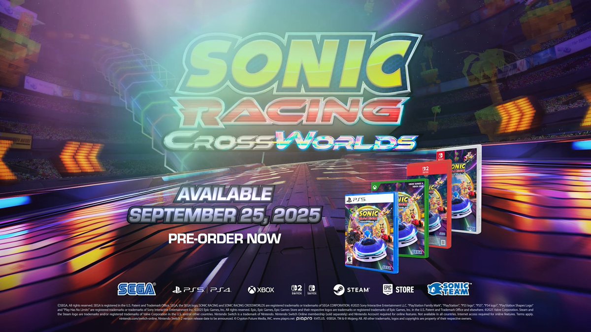 In case you somehow missed it… Sonic Racing: Crossworlds launches Sept 25, 2025! 🏁 Racers from across the Sonic universe (and beyond 👀) collide in the biggest Sonic racing game yet! Go Digital Deluxe for Season Pass content, including Minecraft! Pre-order now: