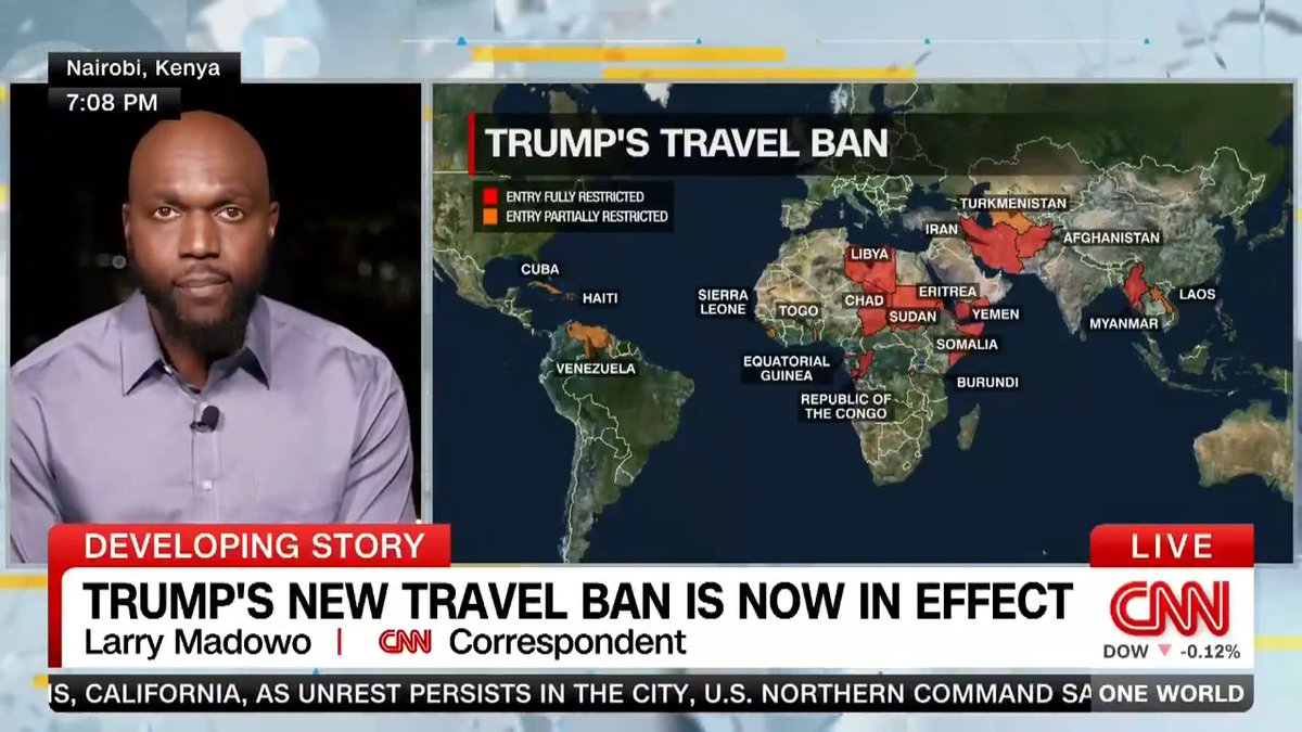Trump banned 7 African countries from the US but only Chad retaliated and banned Americans back: "Chad has no planes or billions, but dignity and pride" Congo (Brazzaville) called it a "misunderstanding," suggesting that he meant to ban the other Congo (Kinshasa)