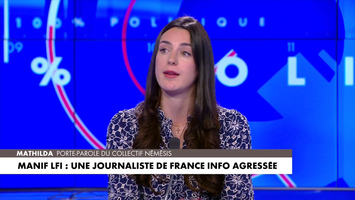 Mathilda sur l’agression d’une journaliste lors d’un rassemblement : «Est-ce que les médias de gauche vont en parler ?», dans #100Politique