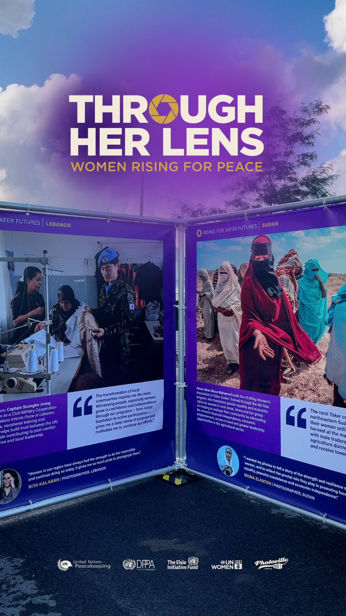 "Through Her Lens" photo exhibit premiered at NYC’s @Photoville Festival, spotlighting women peacebuilders in conflict-affected areas. Captured by local women photographers, the exhibit marks 25 years of #WomenPeaceSecurity. In partnership with UN Political and Peacebuilding Affairs UN Women &amp; ElsieFund
