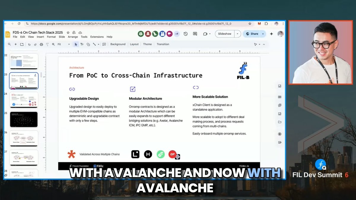 .LongfeiW from FIL Builders explains that integrating Filecoin with Avalanche began with a focus on C-chain builders. But as demand grew across Avalanche🔺 subnets, the team adapted the architecture to be upgradable and scalable, now leveraging ICM for broader access.