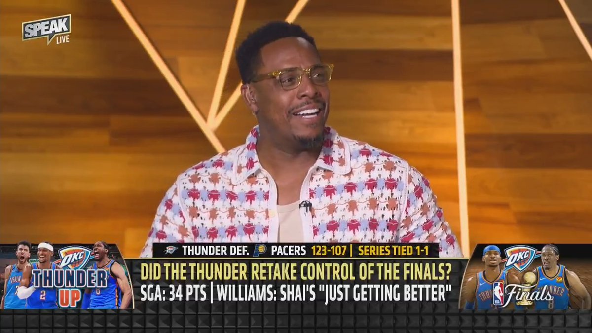 "When the Pacers got on that plane last night after losing by 16 and they landed, they go to practice and they're like, we did it guys. We did our job. We went into OKC and stole one!" — Paul Pierce