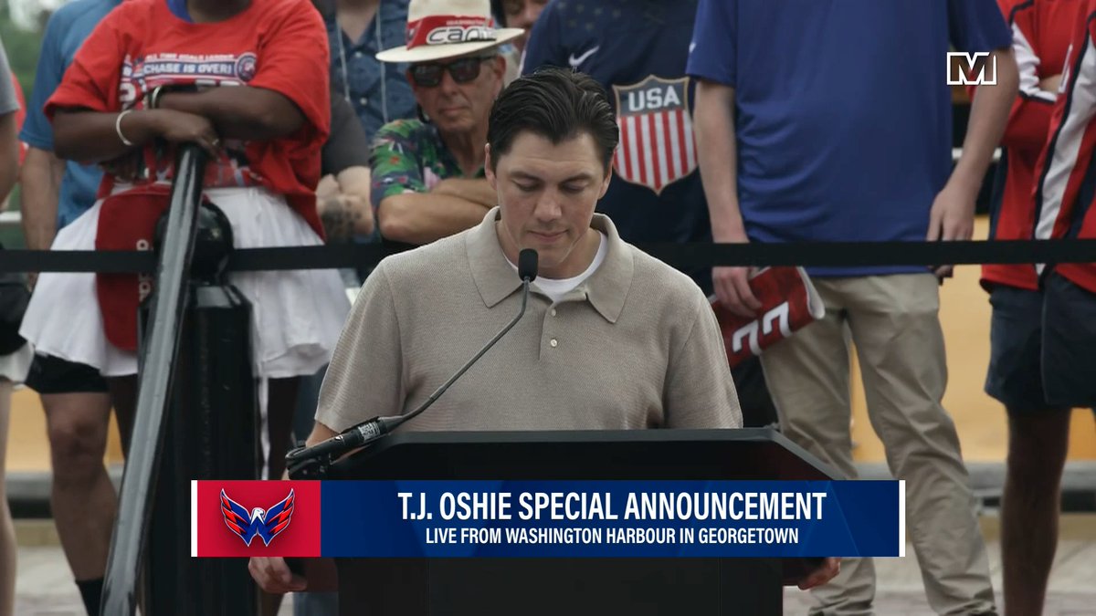 "This one is going to be tougher." 🥹 TJ Oshie gives an emotional #ALLCAPS shoutout to Backy, O, Carly & Willy at the Georgetown Waterfront 📍