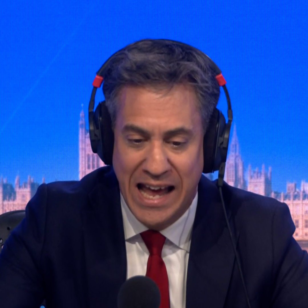 'Nigel Farage is telling fairy stories... and taking people for fools.' Ed Miliband rubbishes the Reform leader's 'posing', as he says he wants to bring back blast furnaces to Wales.
