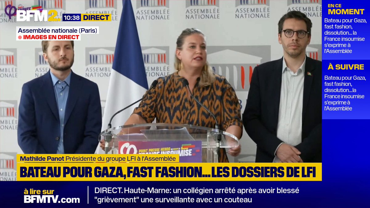 💬 "Les militants du Madleen, et notamment Rima Hassan, ont fait plus en quelques jours que ce que Macron et les gouvernements européens ont fait en 20 mois" Mathilde Panot, présidente du groupe LFI à l'Assemblée, revient sur l'interception du bateau pour Gaza par Israël #BFM2