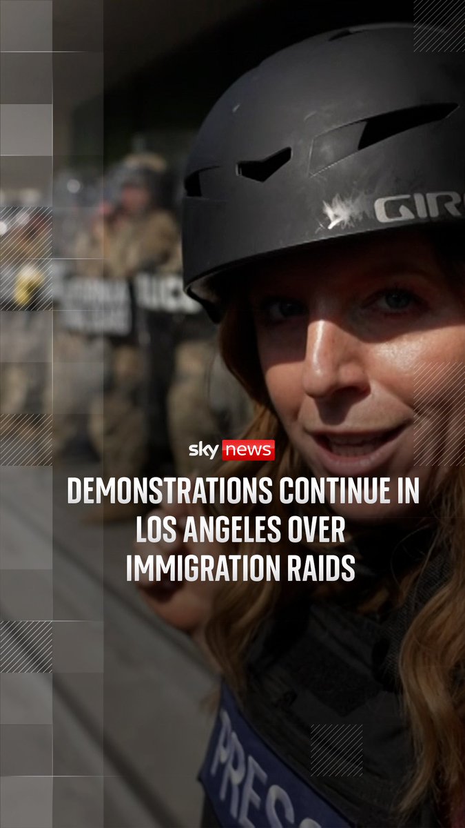'The protesters believe troops have no place on the streets of LA.' Sky's Martha Kelner reports from the streets of downtown LA where protests are continuing with demonstrators demanding the end of ICE immigration raids.