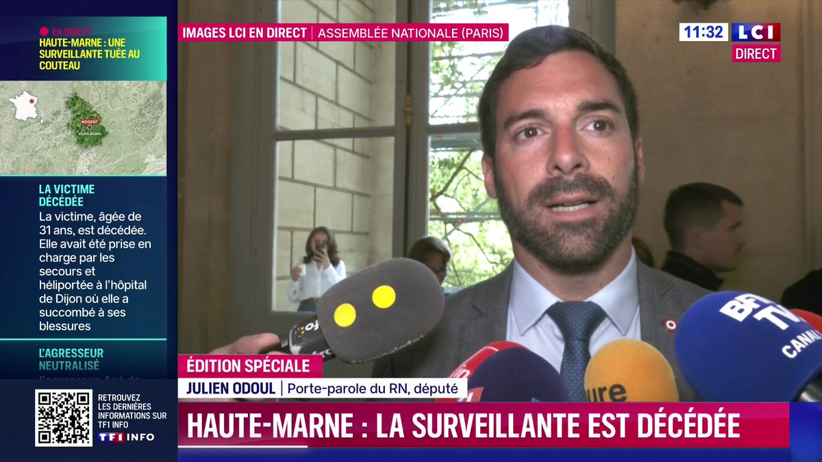 🔴 En Haute-Marne, une surveillante décède après avoir été agressée au couteau par un collégien : « On sent qu’il y a un mal profond dans notre société », réagit le député RN Julien ODOUL