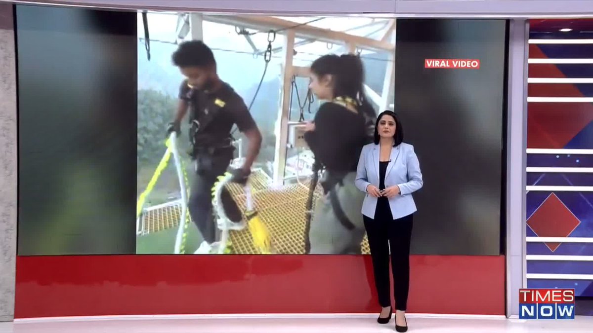 A heartwarming video from #Rishikesh has gone viral, showing a bungee jumping instructor compassionately guiding a nervous young woman through her fear before taking the leap. Shreya Upadhyaya with details. #ViralVideo #Viral