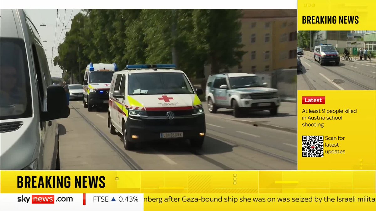 BREAKING: The mayor of Graz says nine people are dead after a school shooting in Austria, according to the Austria Press Agency. This includes the suspect, seven students and an adult, mayor Elke Kahr said. Sky's Siobhán Robbins Sky has the latest.