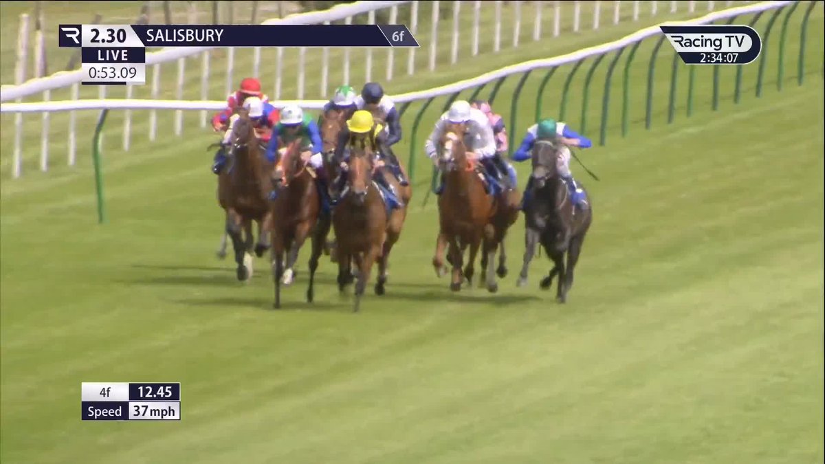 Zavateri makes an impressive racecourse debut in the second division of the Clive Cox Racing British EBF Restricted Novice Stakes for the Eve Johnson Houghton team