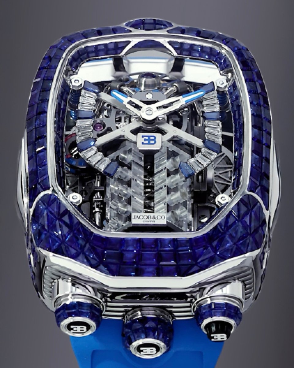 BUGATTI'S W16 engine, reimagined. The Jacob &amp; Co.’s Chiron Tourbillon Baguette channels the CHIRON's soul – framed in 341 invisibly-set gems. #BUGATTI #JACOBANDCO