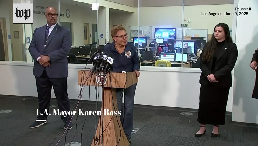 Los Angeles Mayor Karen Bass on Monday railed against the Trump administration’s unilateral deployment of the National Guard. “We didn’t need the National Guard,” Bass said. “Why on earth? What are they going to do?”