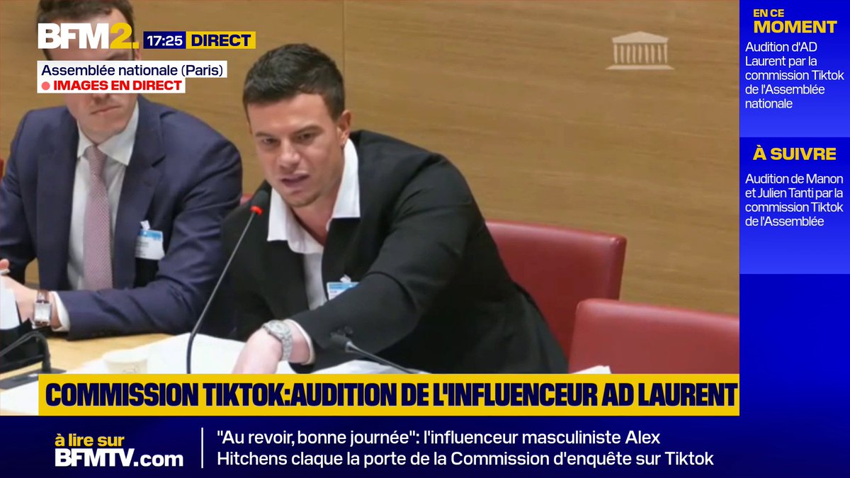 💬 "Je bosse avec une équipe surencadrée, (...) je demanderai aux gens de respecter ma liberté de création artistique" AD Laurent, auditionné à l'Assemblée nationale #BFM2