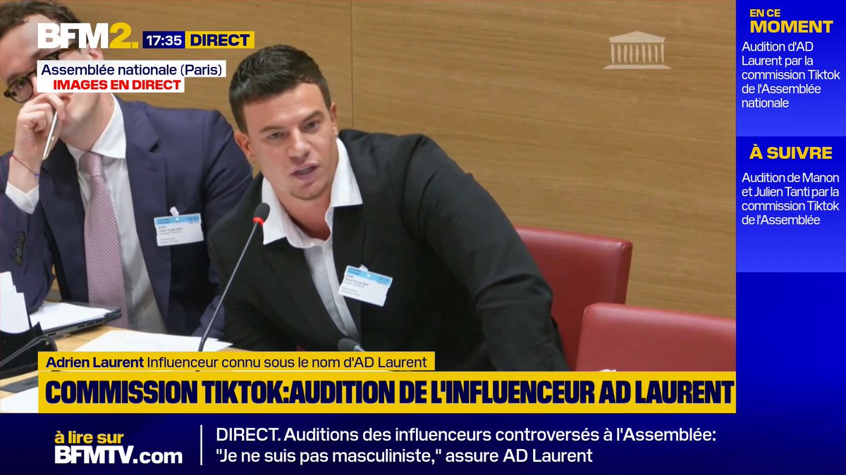 💬 "une indignation à géométrie variable" L'influenceur AD Laurent, auditionné à l'Assemblée nationale cite les paroles d'Orelsan, Michel Sardou ou encore Bruno Mars pour dénoncer l'accès des mineurs aux contenus musicaux inappropriés