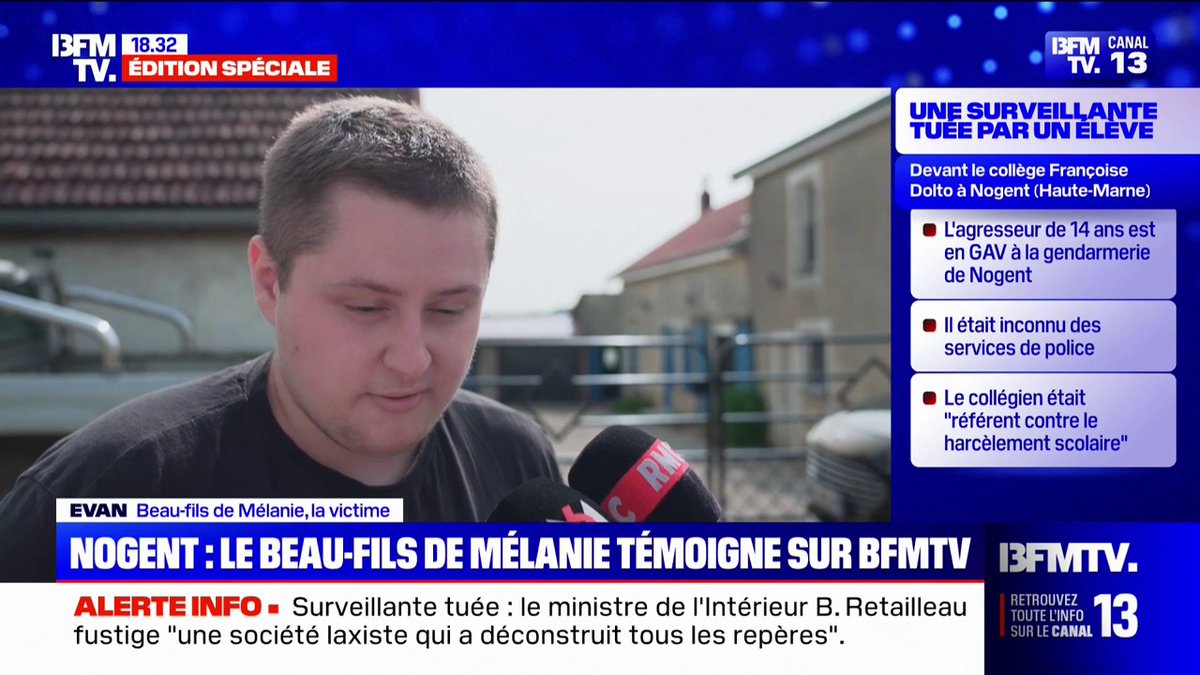 💬 "Une belle-mère et une mère aimante" Le beau-fils de Mélanie, poignardée mortellement par un collégien, réagit sur BFMTV